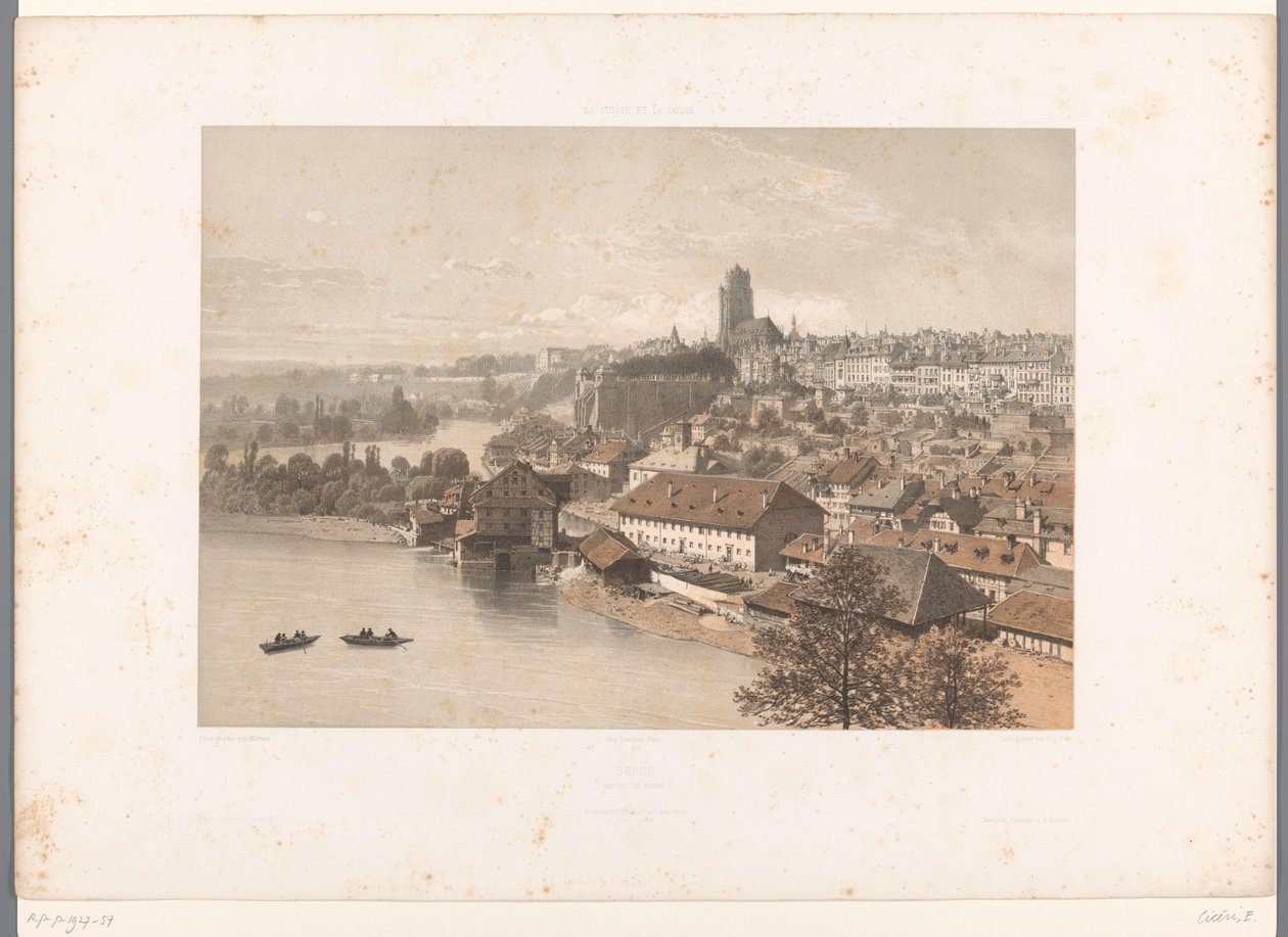 Utsikt över Bern Berne (titel på objekt) Ansikten i Schweiz och Savoy (serietitel) La Suisse et la Savoie (serietitel på objekt) av Eugene Ciceri