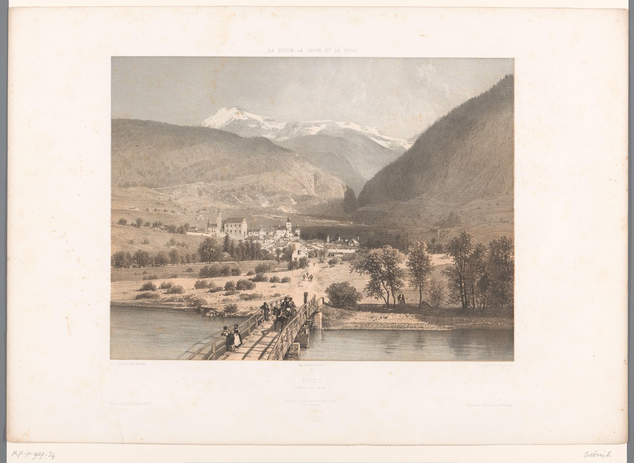 Utsikt över bron på Rhône brev Sevärdheter i Schweiz, Savojen och Tyrolen La Suisse, la Savoie et le Tyrol av Eugene Ciceri