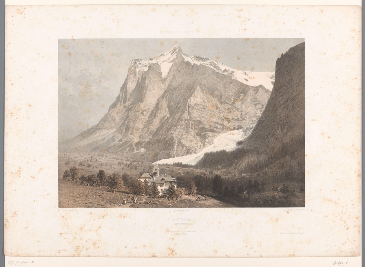 Utsikt över Grindelwald Grindelwald (titel på objekt) Visningar i Schweiz, Savojen och Tyrolen (serietitel) La Suisse, la Savoie et le Tyrol (serietitel på objekt) av Eugene Ciceri