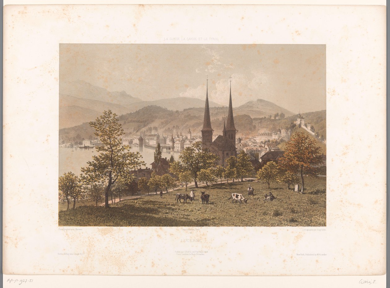 Utsikt över Luzern Luzern (titel på objekt) Utsikter i Schweiz, Savojen och Tyrolen (serietitel på objekt) La Suisse, la Savoie et le Tyrol (serietitel) av Eugene Ciceri