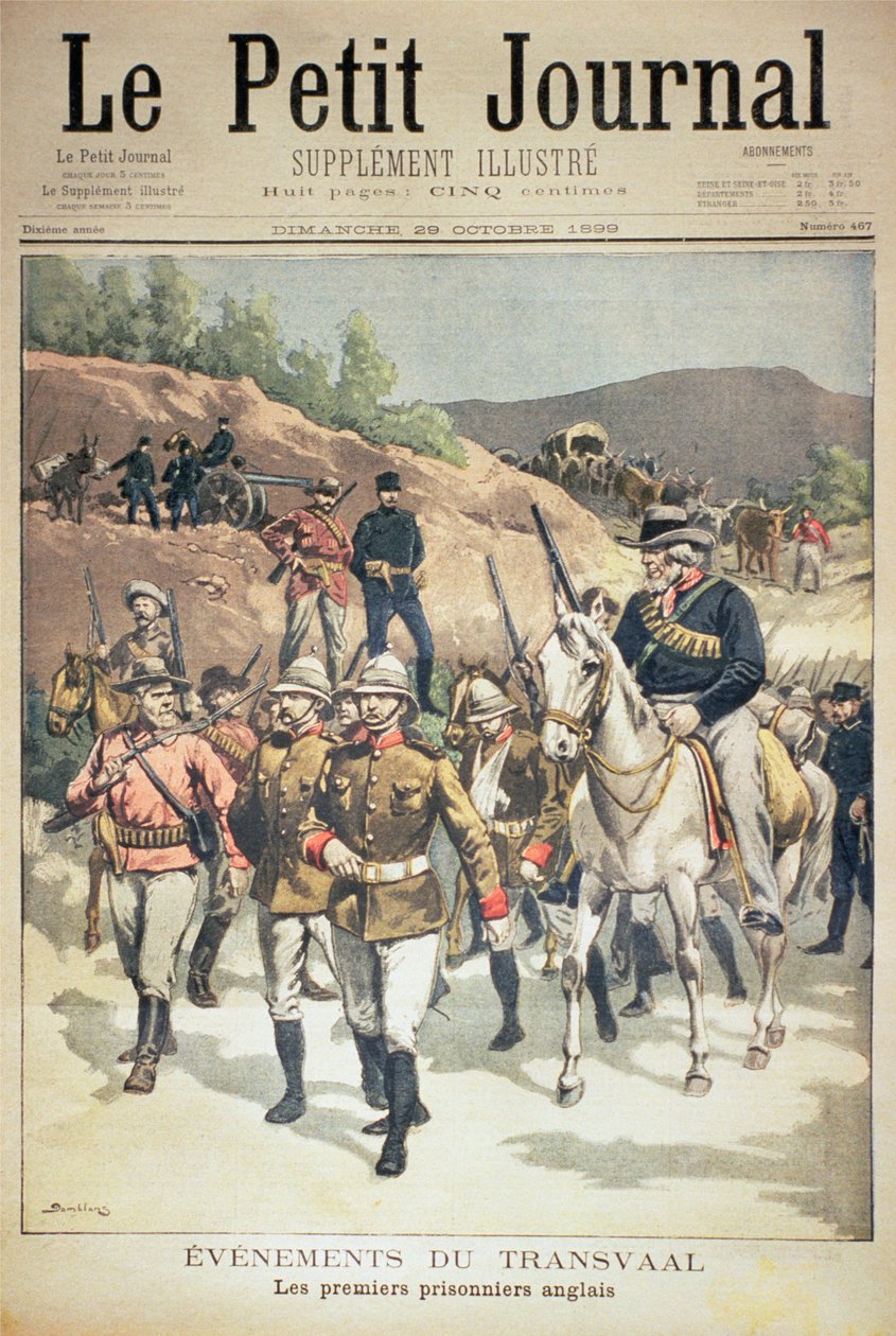 Händelser i Transvaal: The First English Prisoners, framsidan av Le Petit Journal, 29 oktober 1899 av Eugene Damblans
