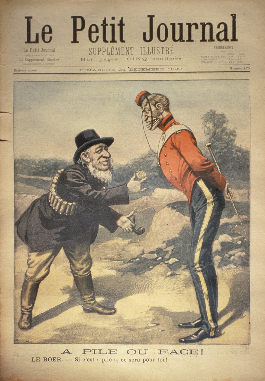 Krona eller klave! The Boer:- If its tails its for you!, framsidan av Le Petit Journal, 24 december 1899 av Eugene Damblans