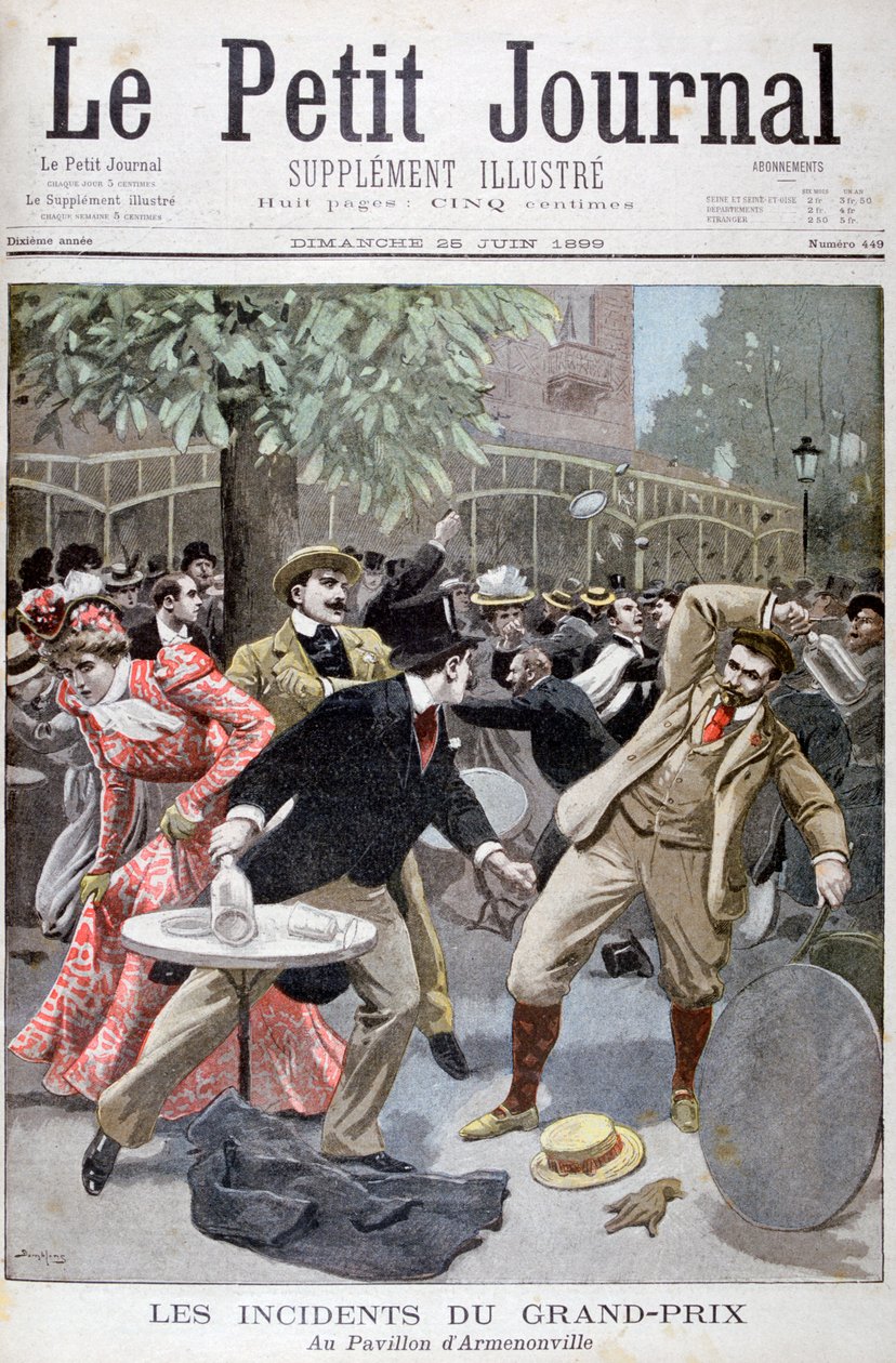 Incident vid Grand-Prix, Pavilion dArmenonville, Frankrike, 1899. av Eugene Damblans
