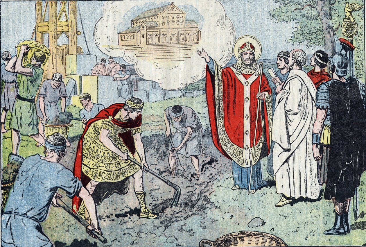 Den romerske kejsaren Konstantin I (272-337), efter sitt dop av påven Sankt Sylvester, beslöt att bygga den Helige Frälsarens basilika i Lateran (idag Johannes av Laterano, San Giovanni in Laterano), som invigdes 324, och tog tolv korg av Eugene Damblans