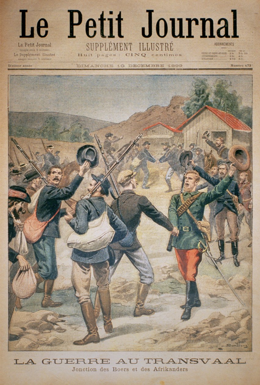 The War in the Transvaal: Union of the Boers and the Afrikaners, framsidan av Le Petit Journal, 10 december 1899 av Eugene Damblans