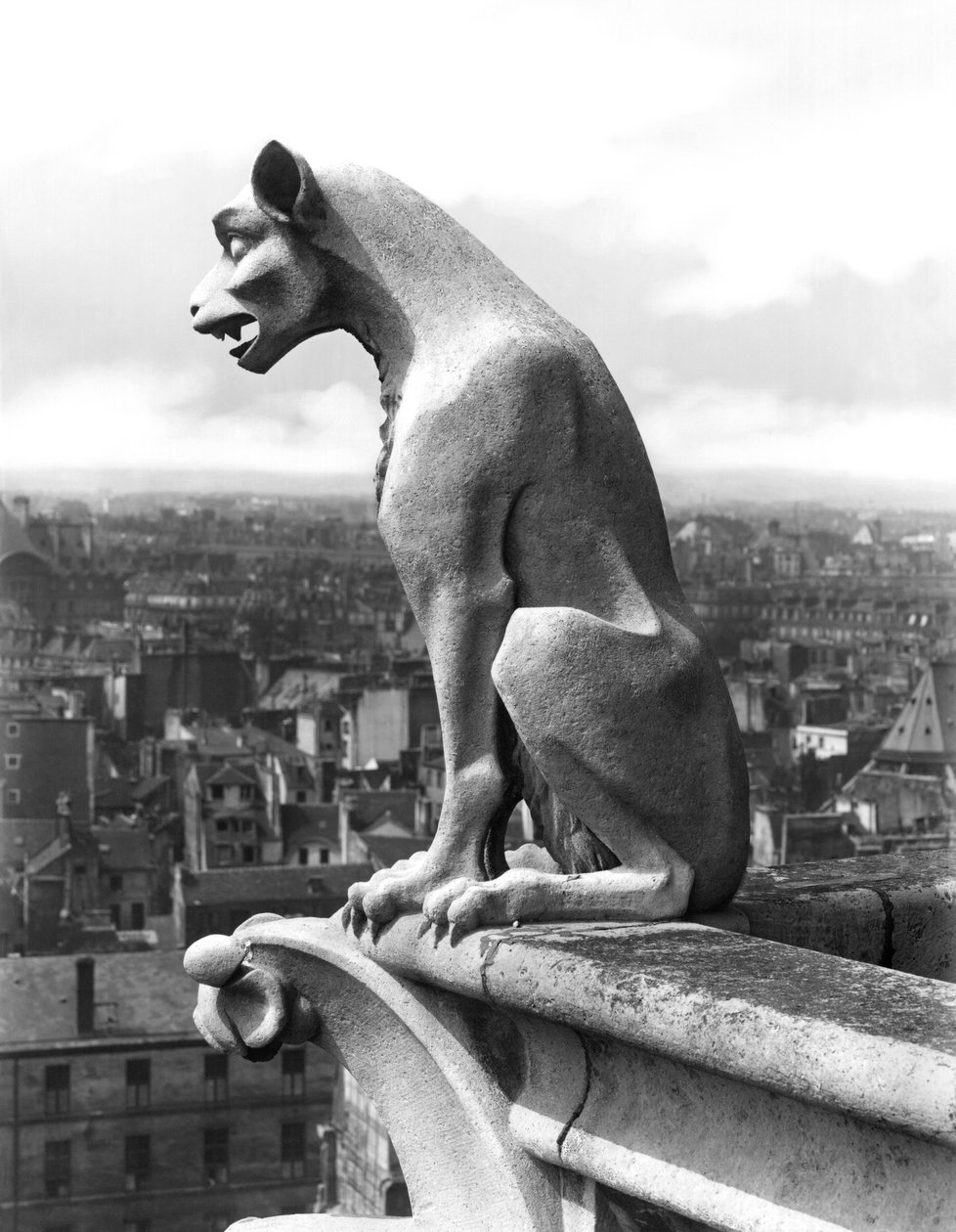 Gargoyle från balustraden i Grande Galerie på västfasaden, kopia av ett original från 1100-talet (sten) (s/v foto) av Eugene Emmanuel Viollet le Duc
