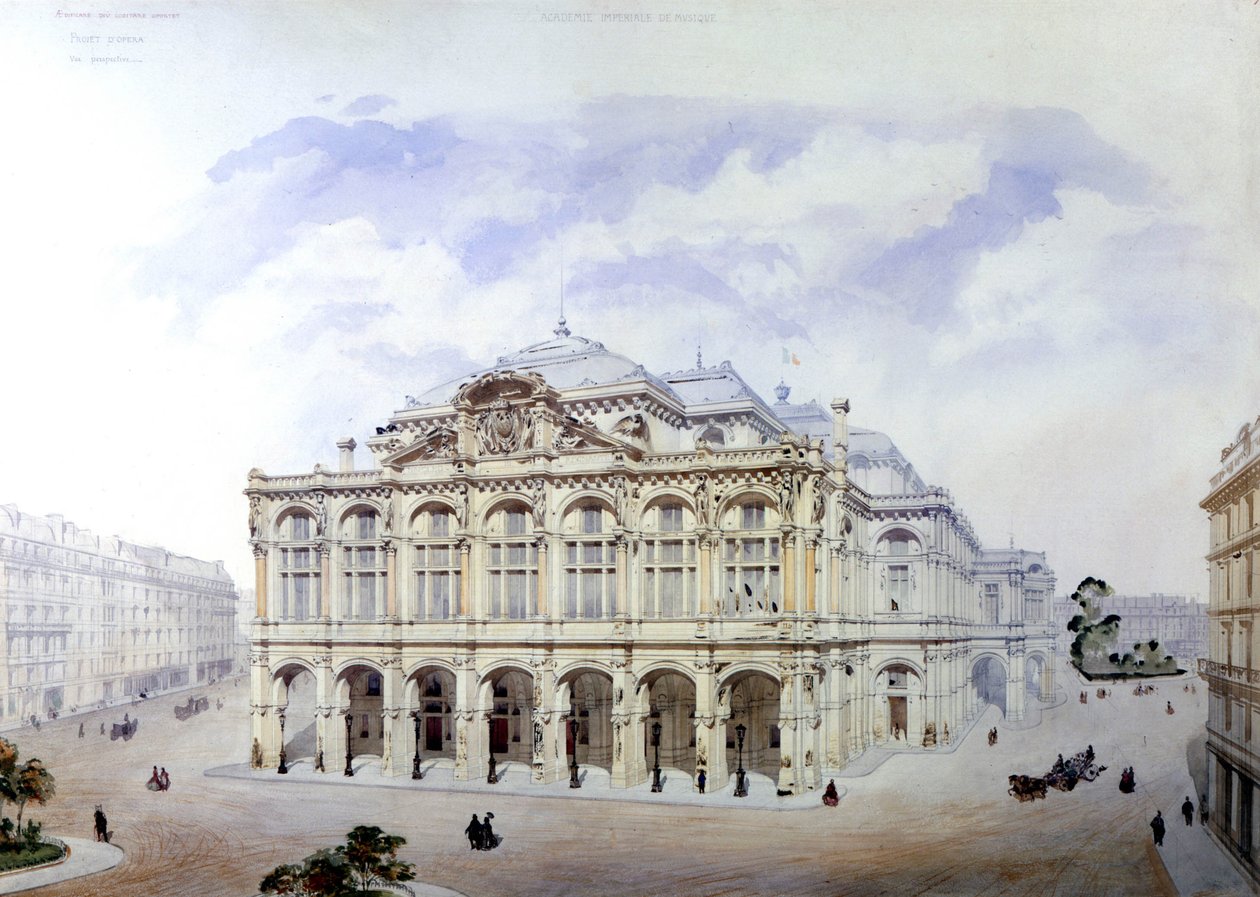 Opera Garnier i Paris 1850 av Eugene Viollet-le-Duc (Viollet le Duc) (1814-1879) av Eugene Emmanuel Viollet le Duc