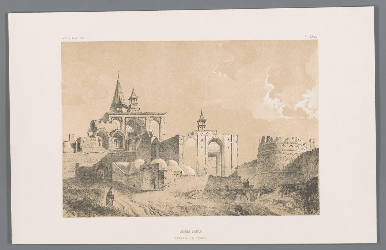 Imamzadehs grav i Kashan Imâm zadeh (tombeau a Kachân) (titel på objekt) Persiska landskap (serietitel) Perse modern (serietitel) av Eugene Flandin