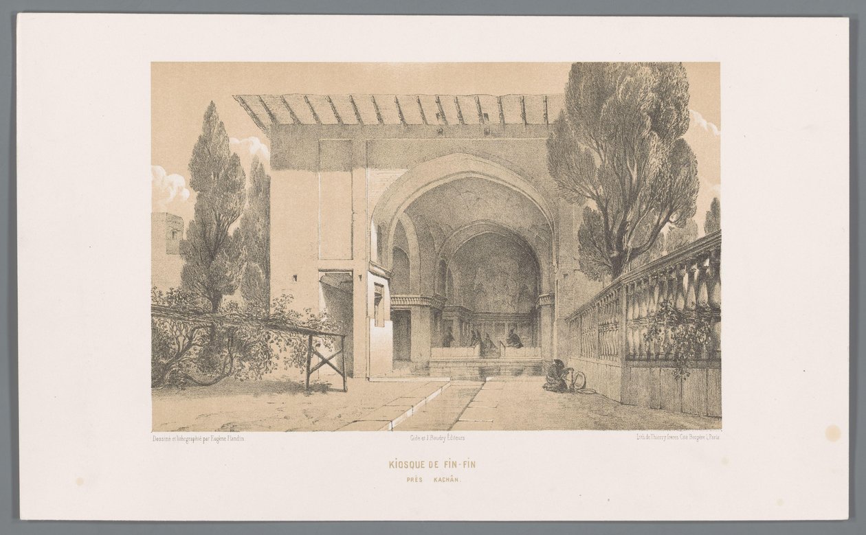 Kiosk van Fin Garden i Kashan Fin-Fins kiosk nära Kachan (titel på objekt) av Eugene Flandin
