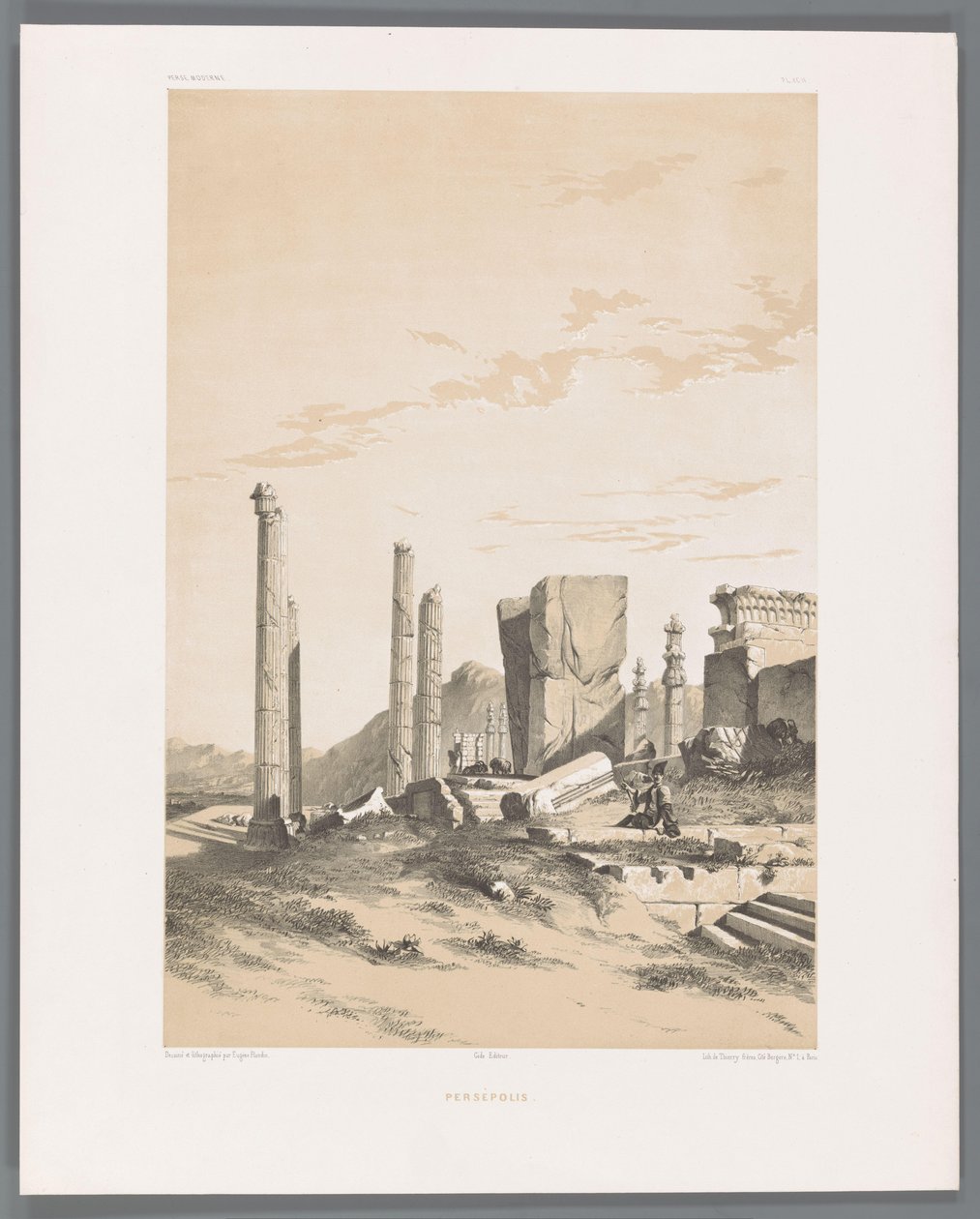 Ruinen av Persepolis Persepolis (titel på objekt) Persiska landskap (serietitel) Perse modern (serietitel) av Eugene Flandin