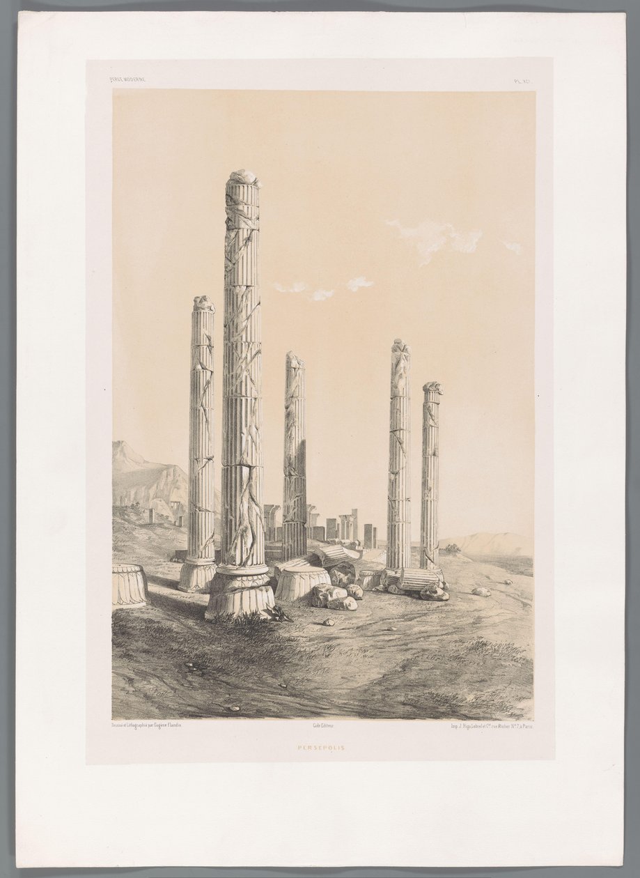 Ruinen av Persepolis Persepolis (titel på objekt) Persiska landskap (serietitel) Perse modern (serietitel) av Eugene Flandin