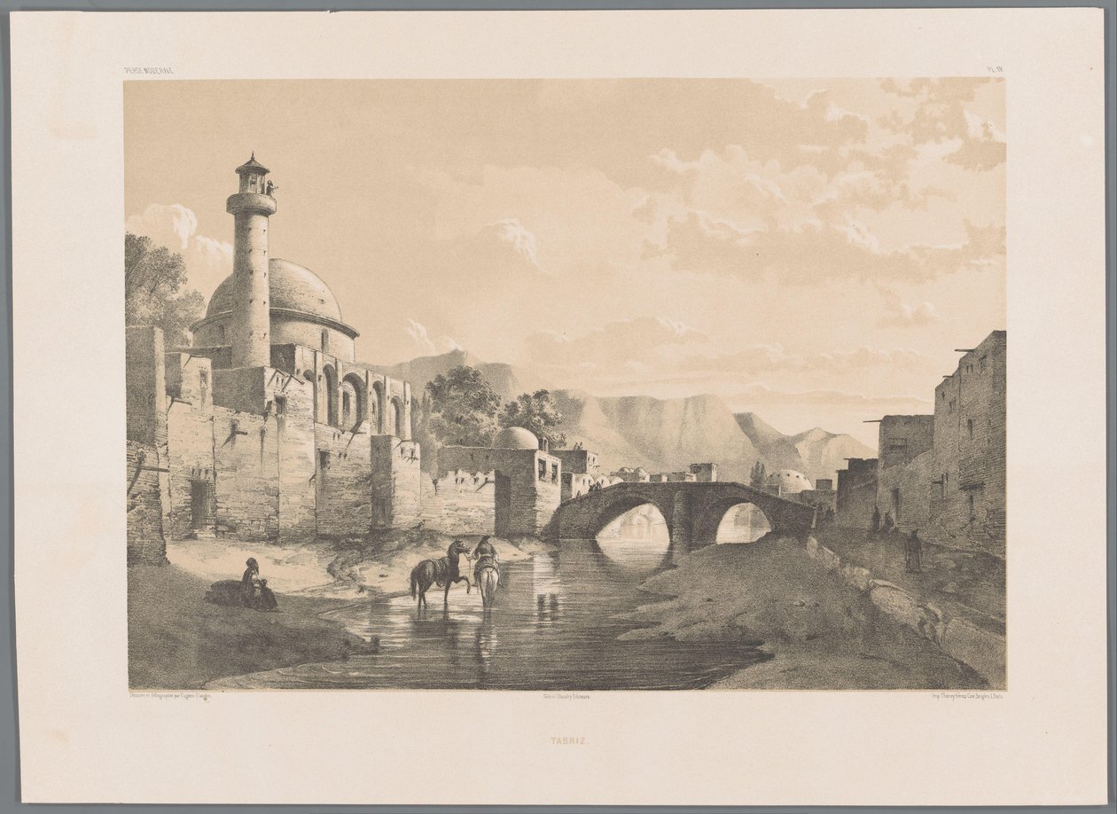 Saheb-ol Amr-moskén i Tabriz Tabriz (titel på objekt) Persiska landskap (serietitel) Perse modern (serietitel) av Eugene Flandin