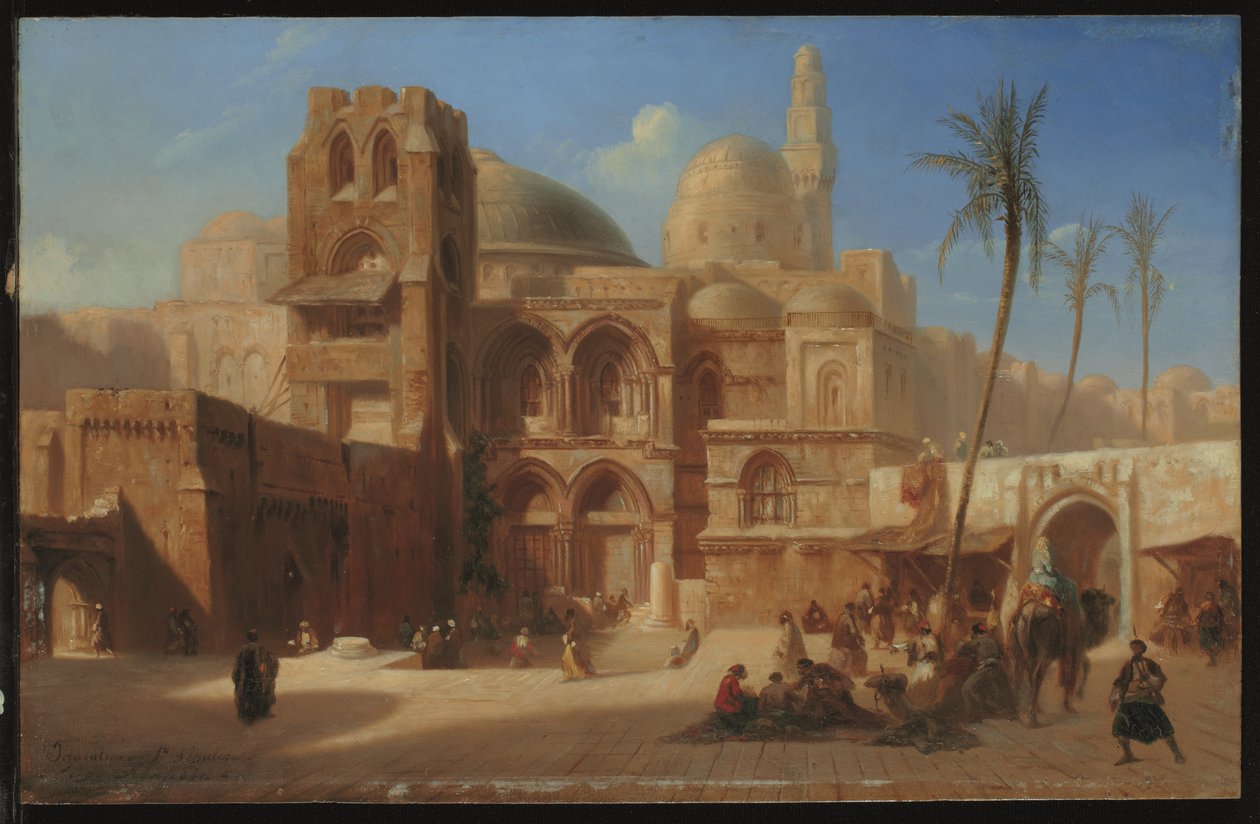 Den heliga graven i Jerusalem (olja på panel) av Eugene Flandin