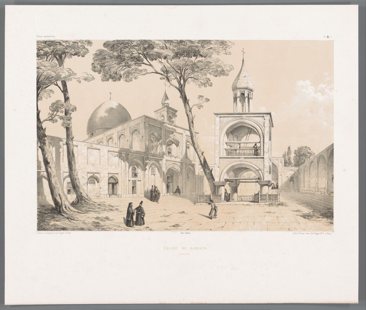 Vank-katedralen i Isfahan Eglise de Djoulfa Ispahan (titel på objekt) Persiska landskap (serietitel) Perse modern (serietitel) av Eugene Flandin