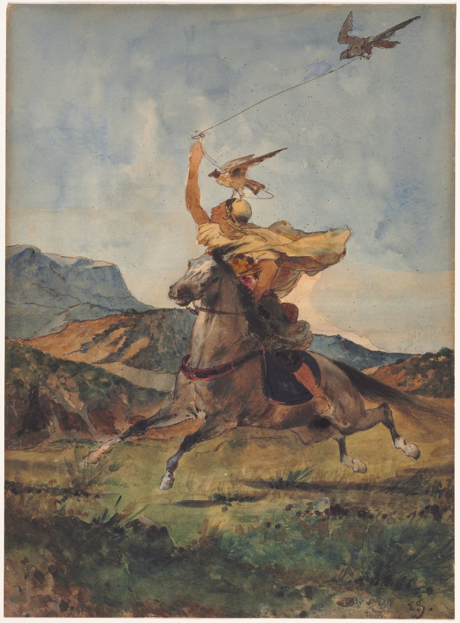 Falkaren (akvarell) av Eugène Fromentin