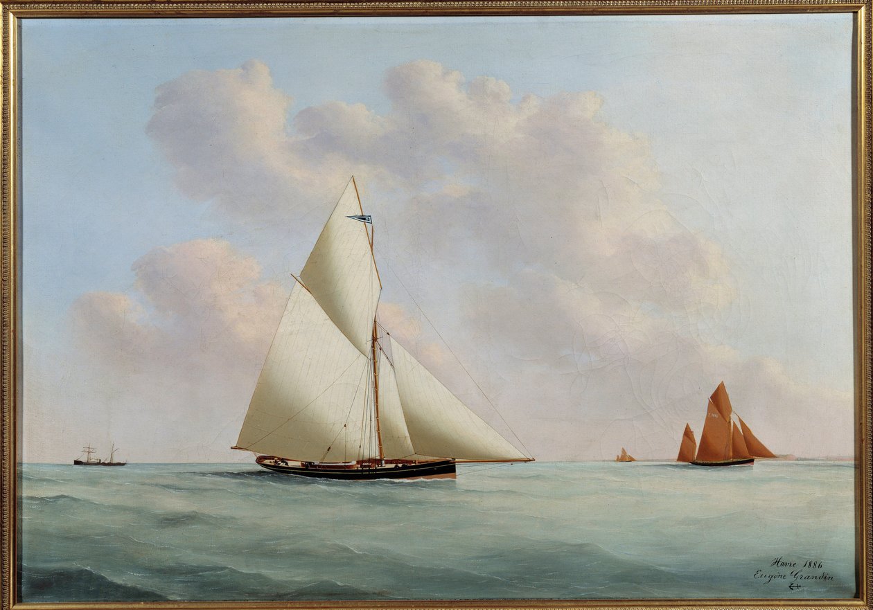 Yacht Sylphe i regatta. Målning av Eugene Margueritte-Grandin dit Eugene Grandin (1833-1916) av Eugene Grandin