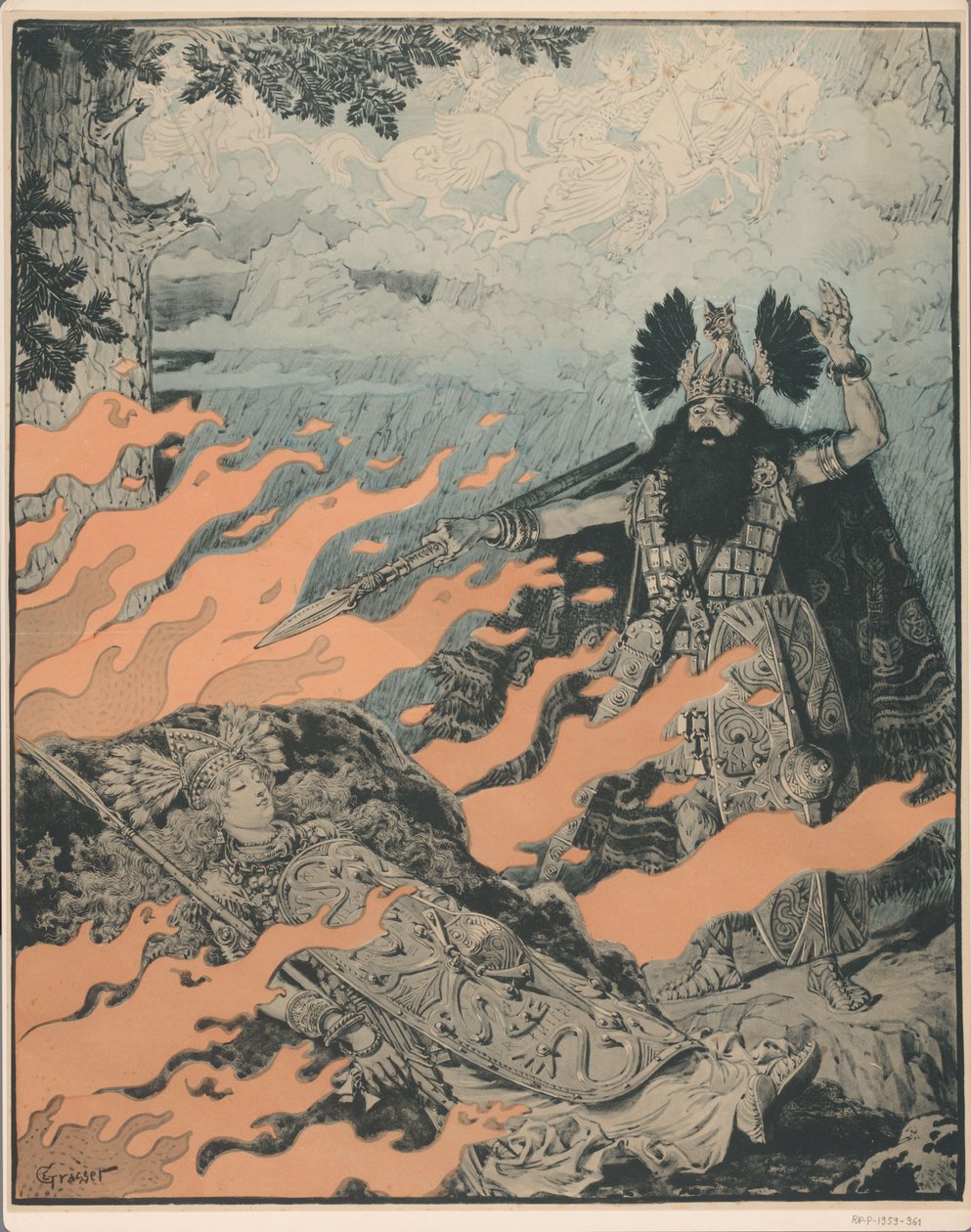 Affisch för Die Walküre av Richard Wagner LaValkeyrie av Eugene Grasset