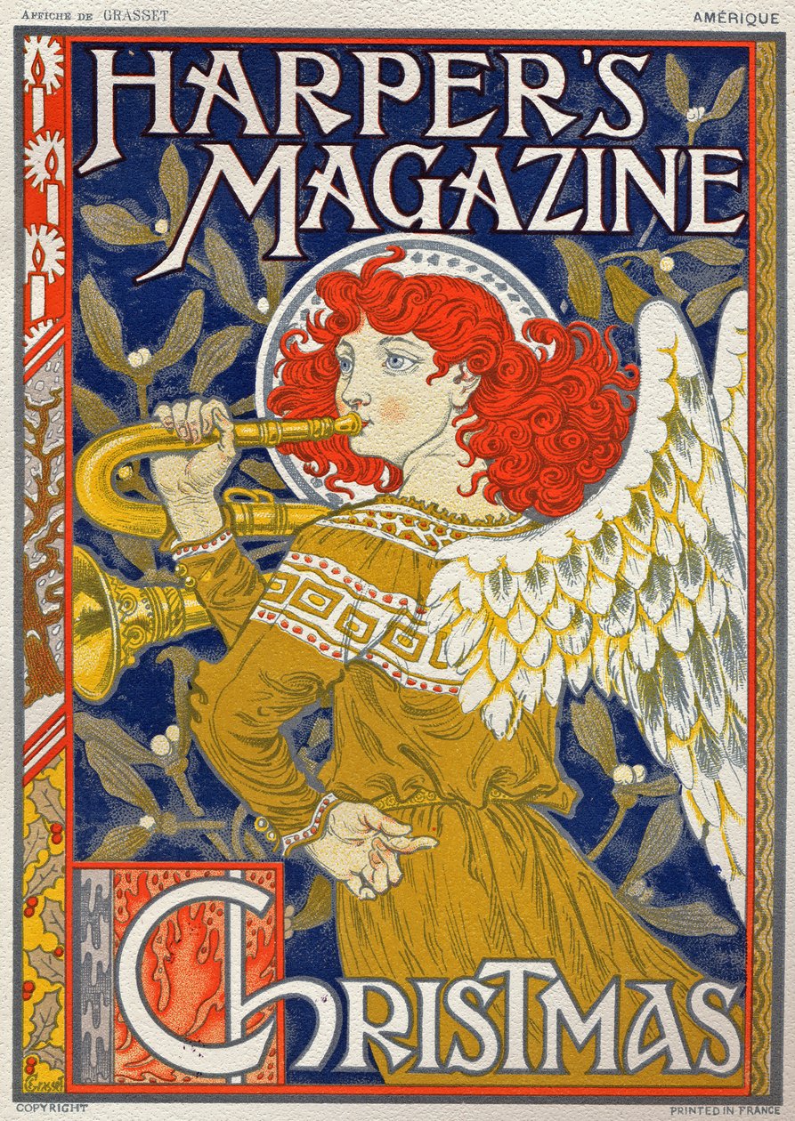 Religion. Jul ängel. Affisch av Eugene Grasset för Harper