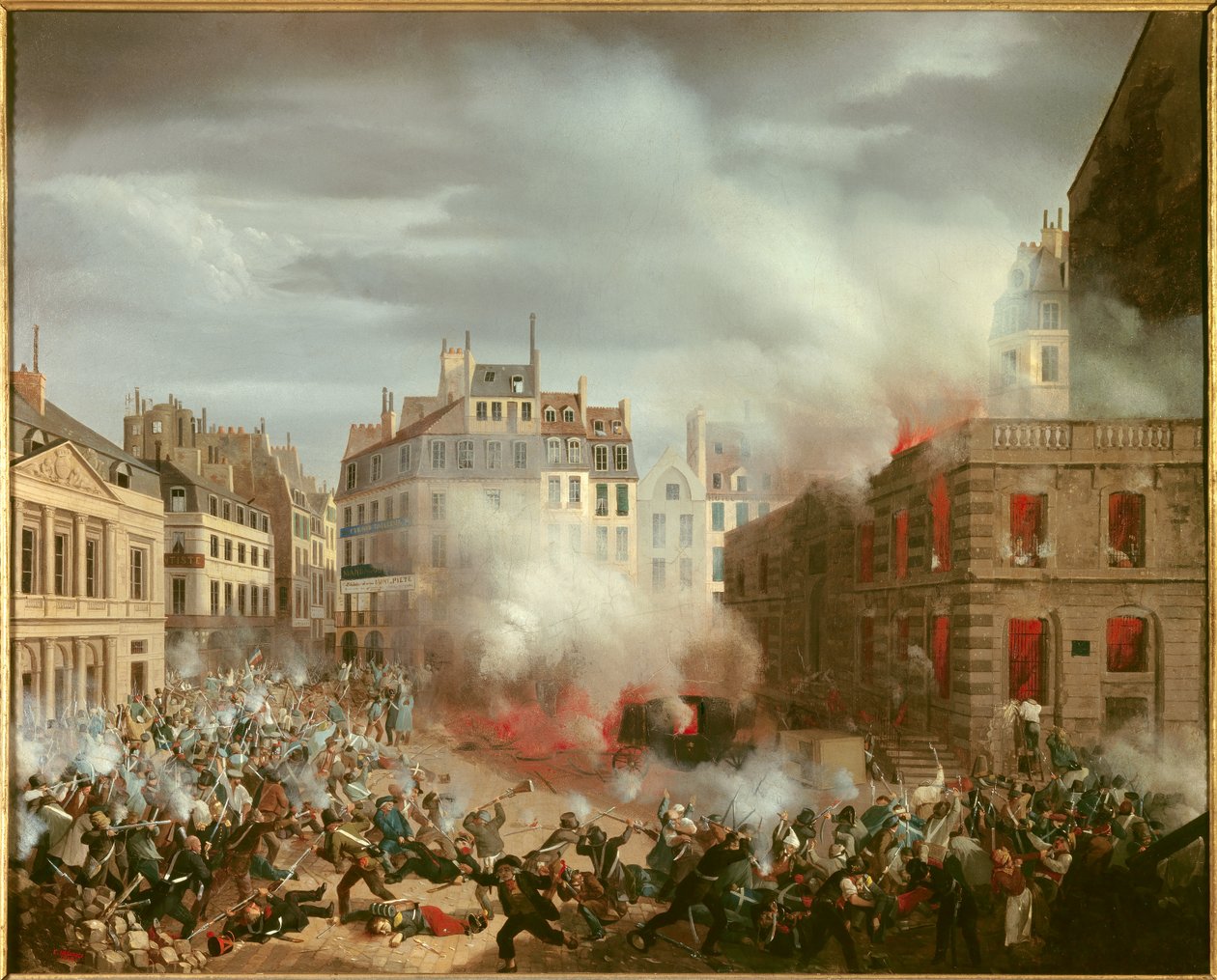 Revolutionen 1848: "" Brand i det kungliga slottets vattentornstorget den 24 februari 1848". Målning av Eugene Hagnauer av Eugene Hagnauer