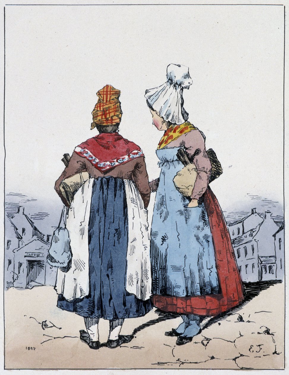 Two Women, Cairo Square - i "" Souvenirs of a loafer"" av Eugène Forest, red. Delpech, Paris, v.1830 av Eugene Hippolyte Forest