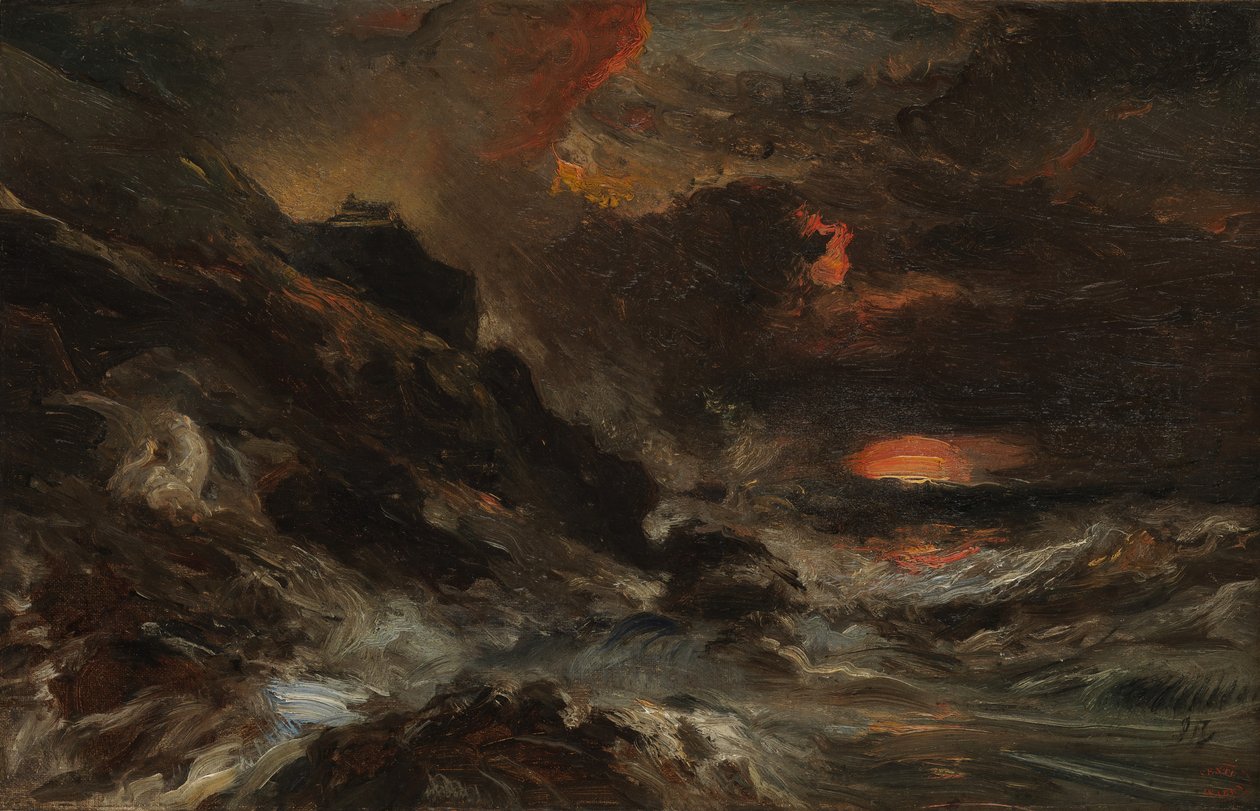 En storm utanför Normandiekusten, troligen 1850-talet. av Eugene Isabey