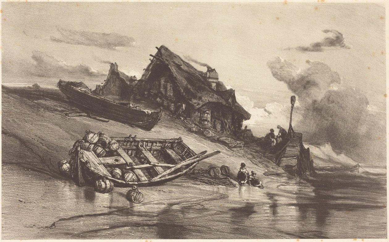 Fiskarstugor av Eugene Isabey