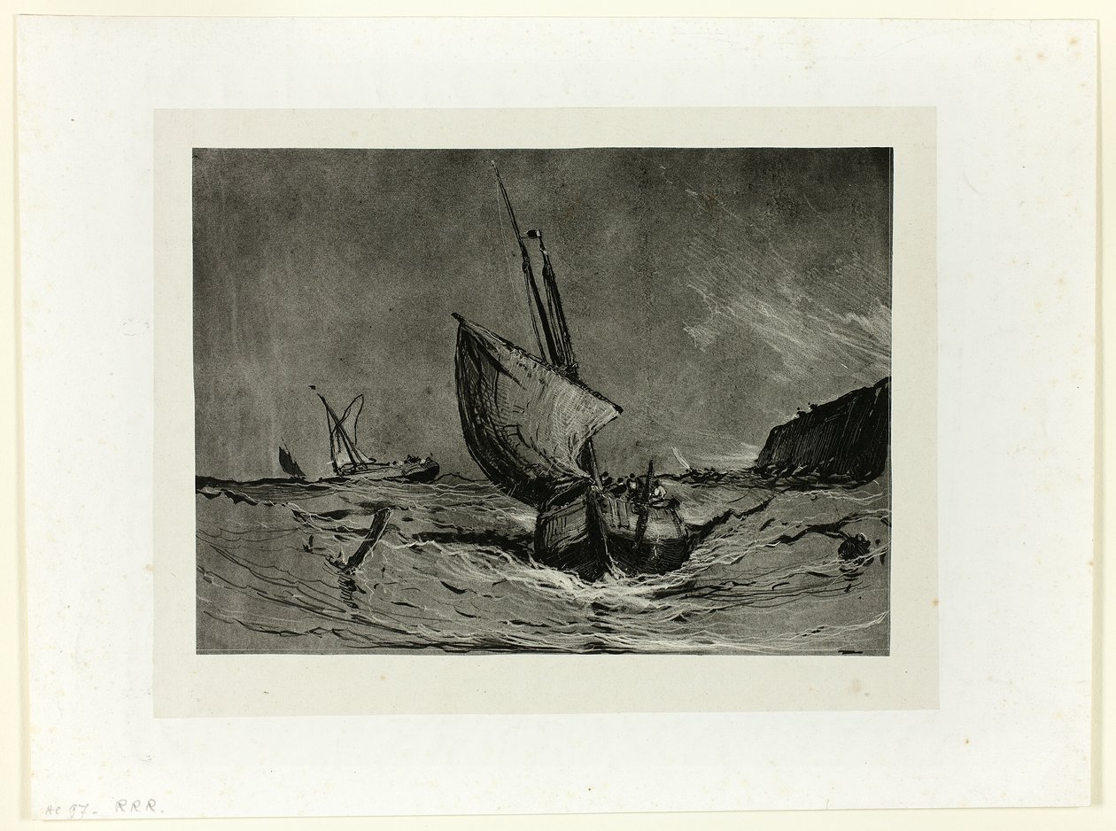 Fiskebåt i kuling av Eugene Isabey