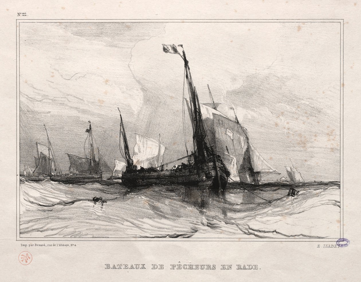Fiskebåtar vid ankar, 1836. av Eugene Isabey