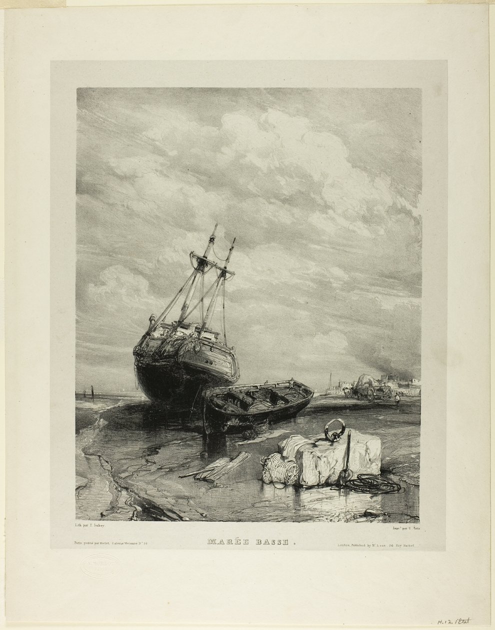 Low Tide, tallrik sex från Six Marines av Eugene Isabey