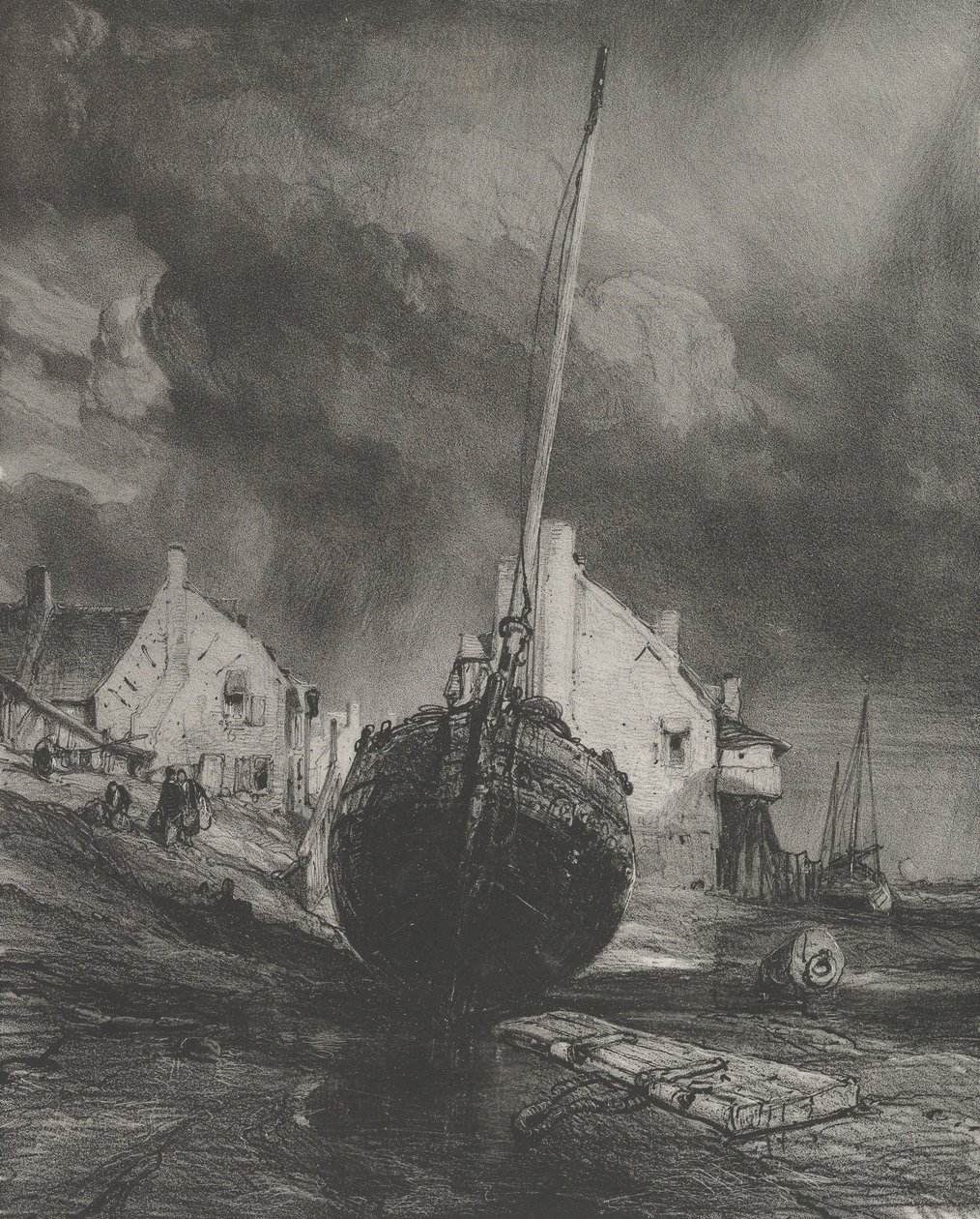 Minne av Saint-Valéry-sur-Somme, 1833. av Eugene Isabey
