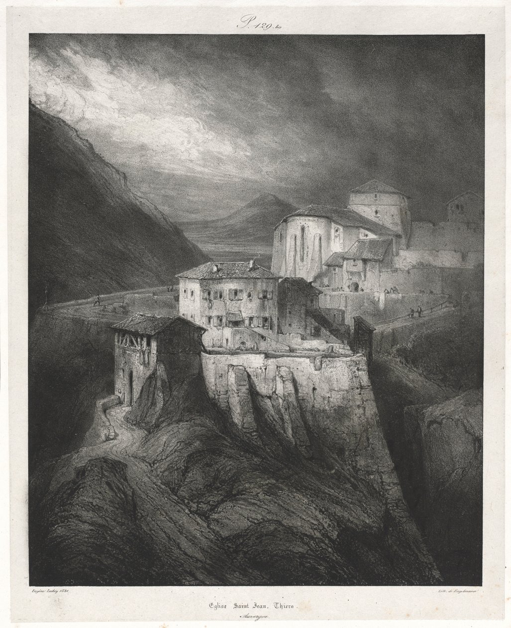 Pittoreska och romantiska resor i gamla Frankrike: Auvergne vol. II: St. John Church, Thiers, Plate av Eugene Isabey