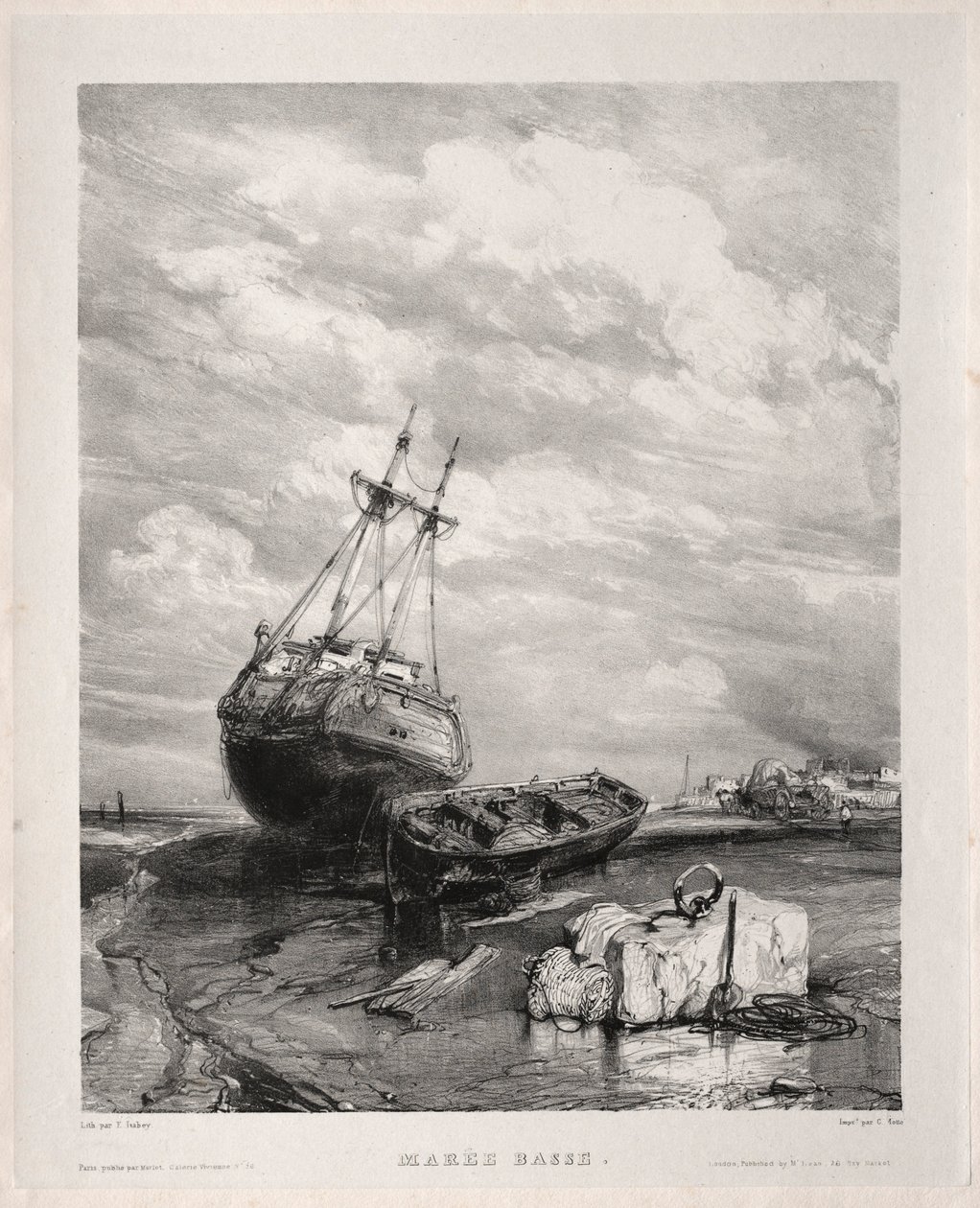 Sex marinsoldater: lågvatten, 1833. av Eugene Isabey