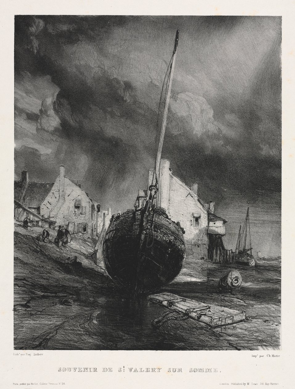Sex marinsoldater: Souvenir från Saint Valéry sur Somme, 1833. av Eugene Isabey