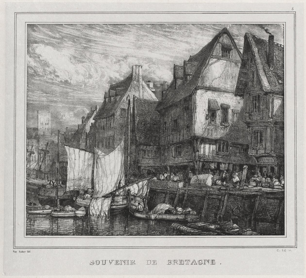 Souvenirer: Souvenir of Bretagne, skylt 5 av Eugene Isabey