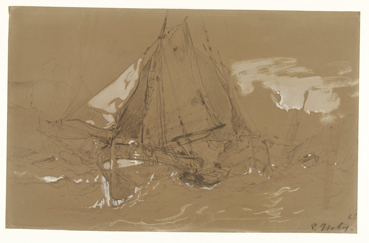 Fiskebåt i en storm av Eugene Isabey
