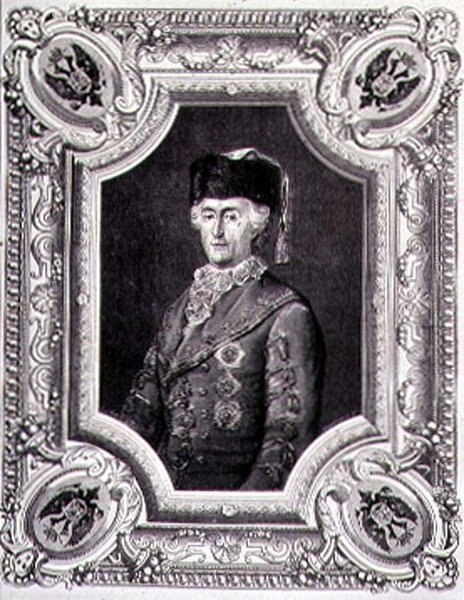 Porträtt av Katarina II den stora (1729-96) i resande kostym, graverad av Stephane Pannemaker (1847-1930) (gravyr) av Eugene Joseph (after) Viollat