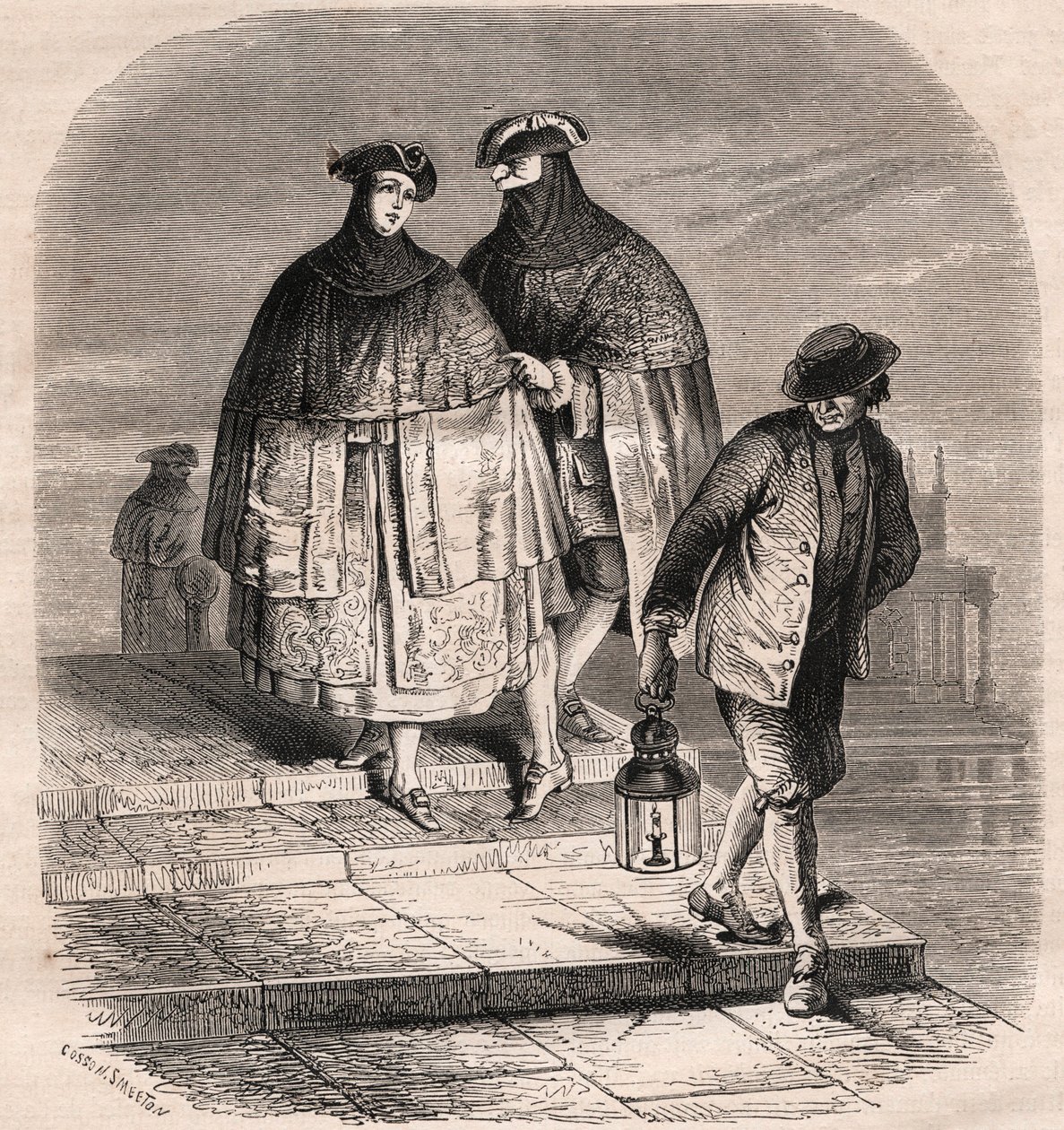 Lyktdörren i Venedig på 1700-talet - Teckning av Viollat av Gaetano Zompini (1700-1778) - The Metiers of Venice av Eugene Joseph (after) Viollat