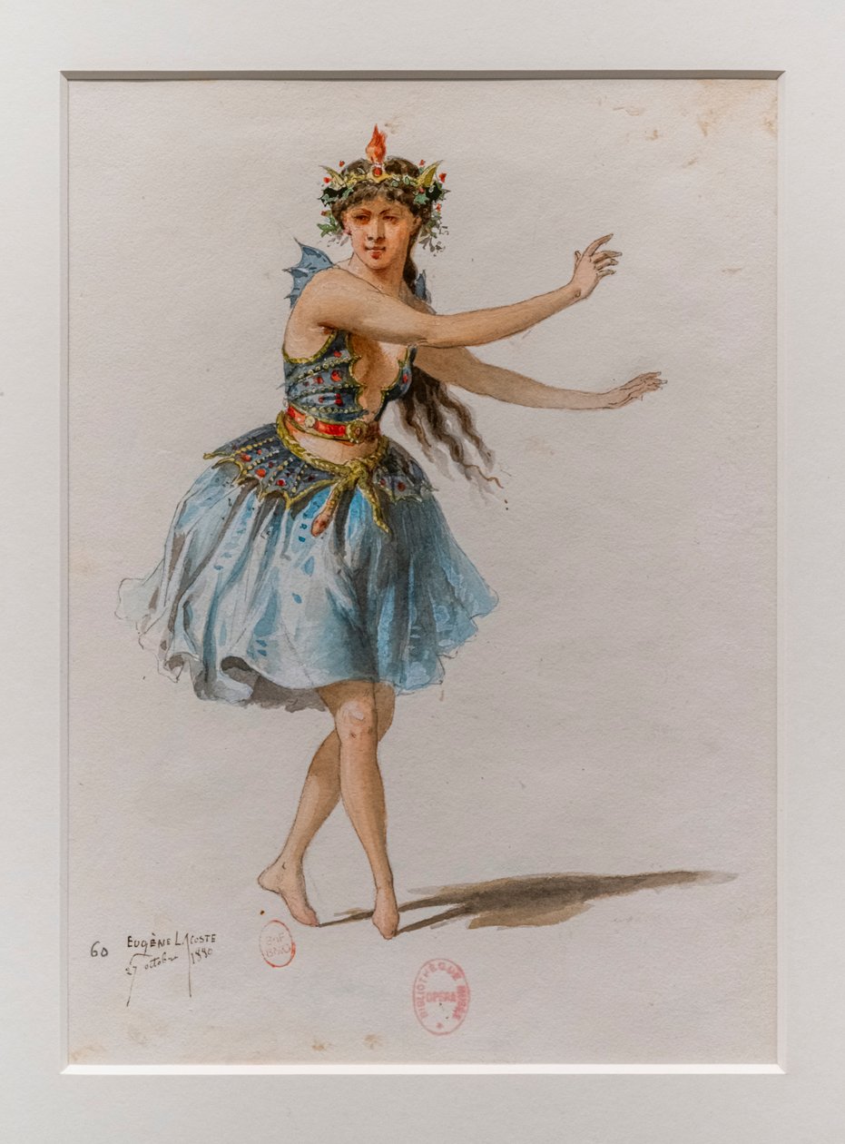 Korriganen. Balett av Charles-Marie Widor, kostymmodell. 1880, penna, akvarell och gouache på papper. av Eugene Lacoste