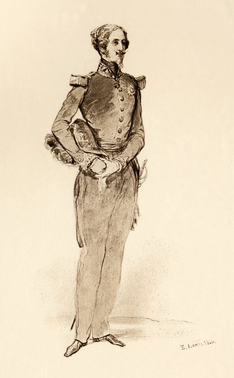 Prins Louis av Orleans, hertig av Nemours 1840, ur boken "The Girlhood of Queen Victoria", utgiven i London 1912 (tryck) av Eugene Louis (after) Lami