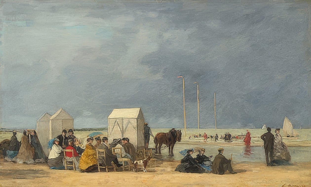 På stranden i Deauville. 1865 av Eugene Louis Boudin