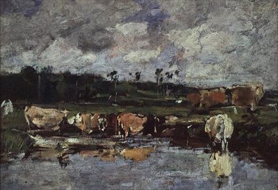 Djur i en damm. c.1881-88 av Eugene Louis Boudin