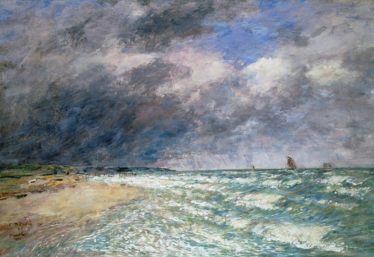 Seine mynningsbåtar, 1880 (pastell på papper) av Eugene Louis Boudin