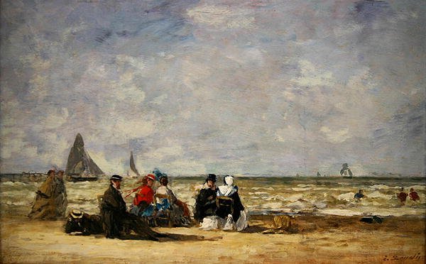 Strandscen (olja på duk) av Eugene Louis Boudin