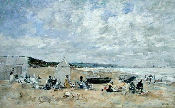 Strandscen (olja på duk) av Eugene Louis Boudin