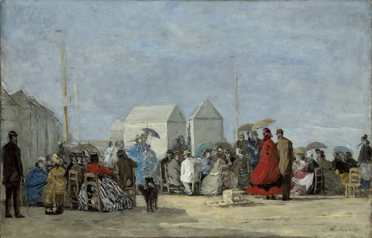 Strandscen i Trouville; Strandscen i Trouville, 1864 av Eugene Louis Boudin
