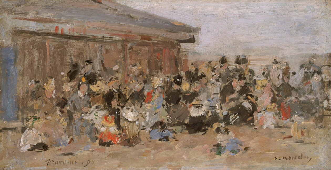 "Stranden i Trouville", 1890 av Eugene Louis Boudin