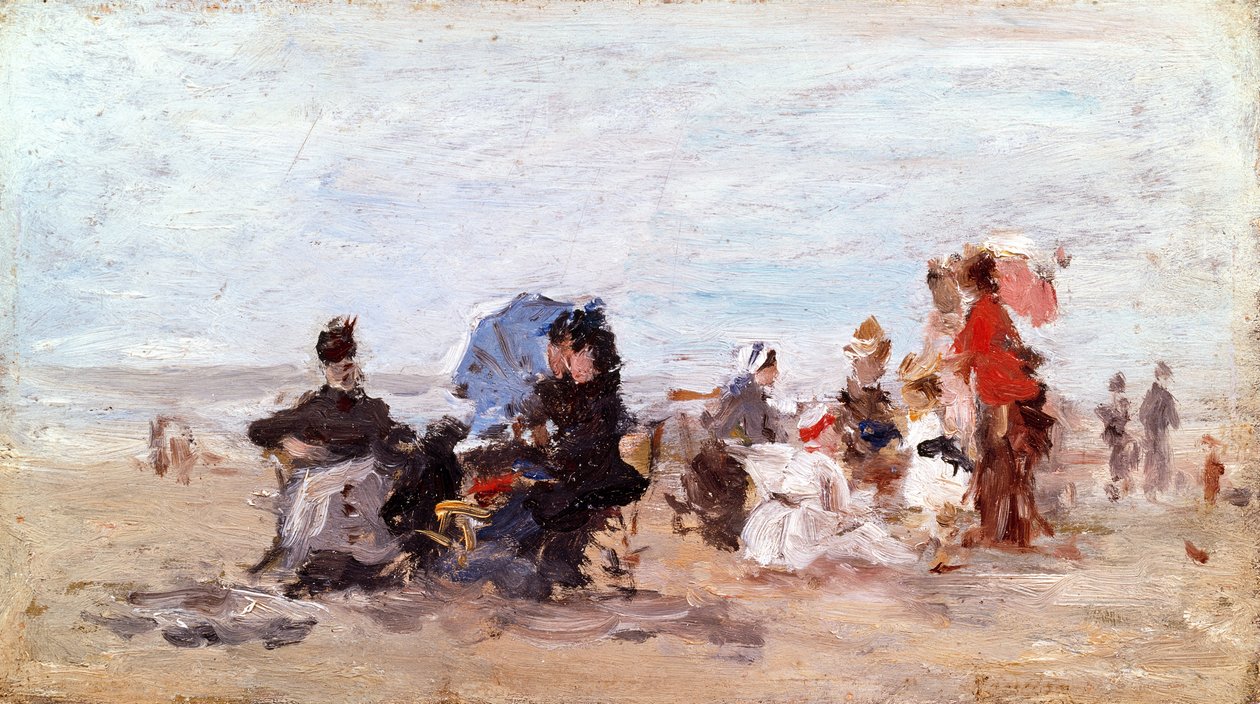 Strand nära Deauville, ca 1874 av Eugene Louis Boudin
