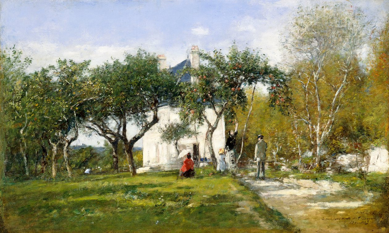 Fervaques, trädgård och hus av Monsieur Jacquette, 1877 av Eugene Louis Boudin