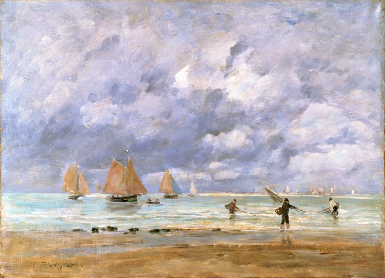 Fiskare och segelbåtar i Trouville, 1892 av Eugene Louis Boudin