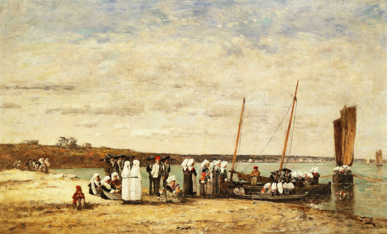 Fiskare landstigning från Plougastel, 1870 av Eugene Louis Boudin